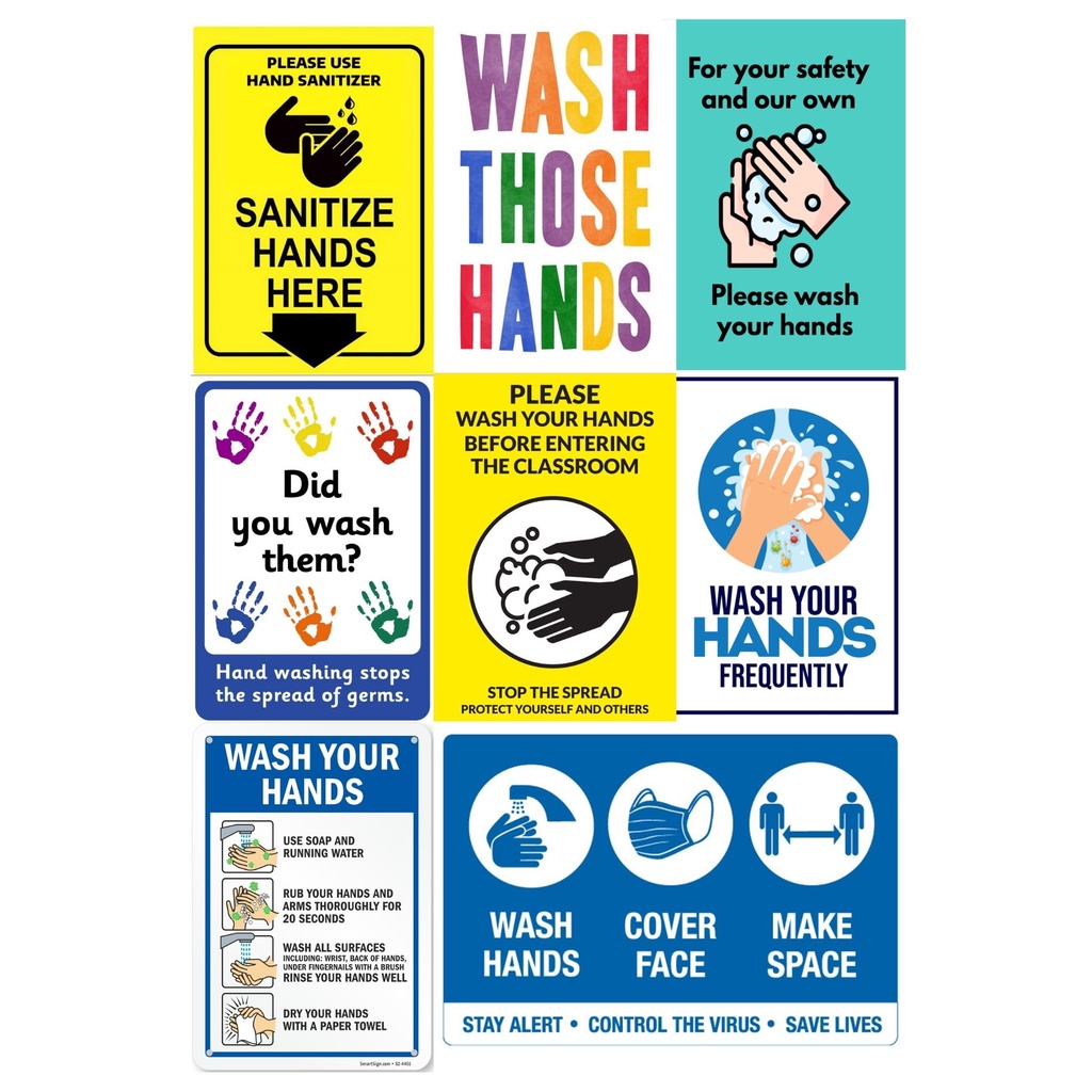 Sanitize Hands Wash Your Hands Signage (Laminated A4 Size) | Shopee ...