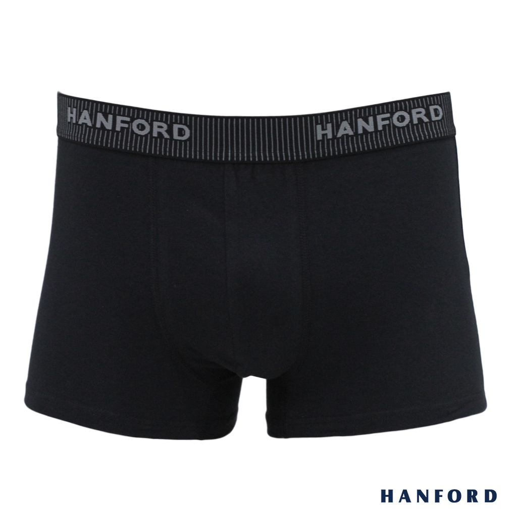 Hanford Men Cotton w/ Spandex Boxer Briefs Huntley Black (Single Pack