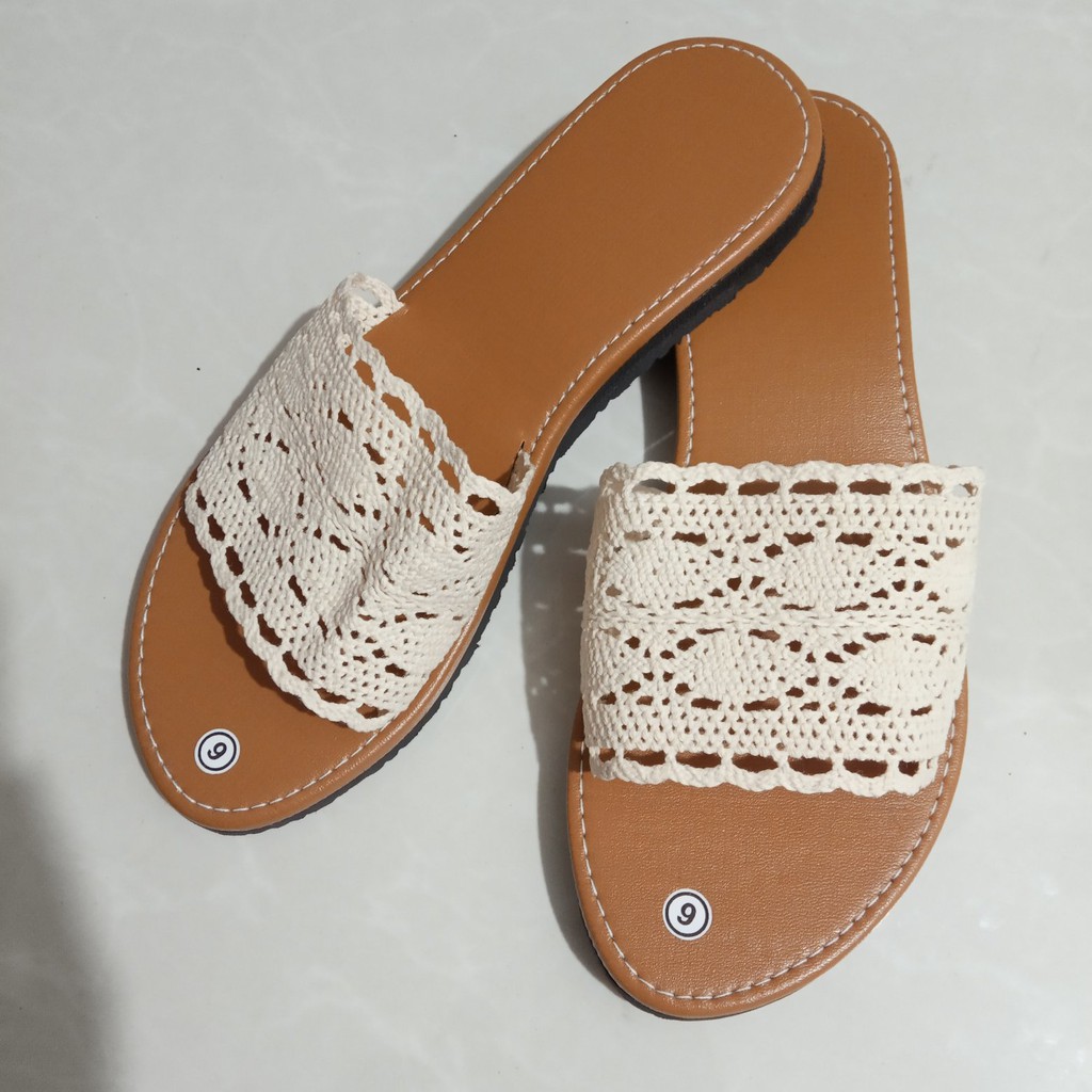 Marikina Made WHITE LACE Slippers for Women/Flip Flops/Sandals/Flat ...