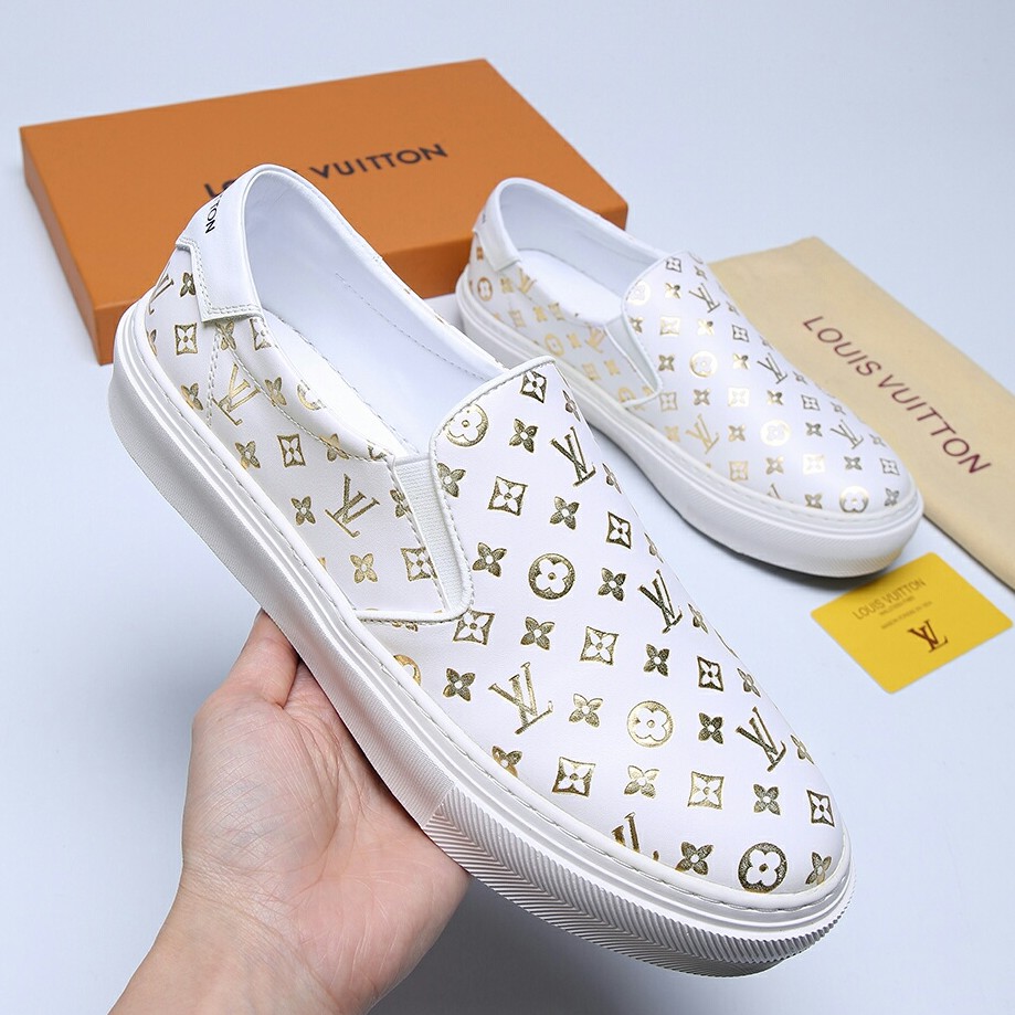 white and gold louis vuitton shoes