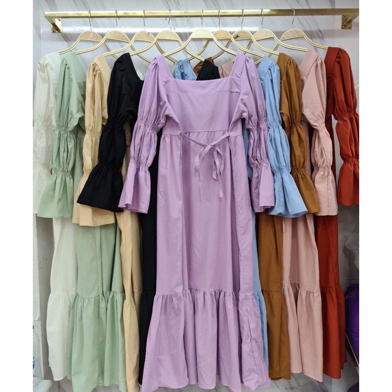 BKK Long Sleeves Maxi Dress | Shopee Philippines