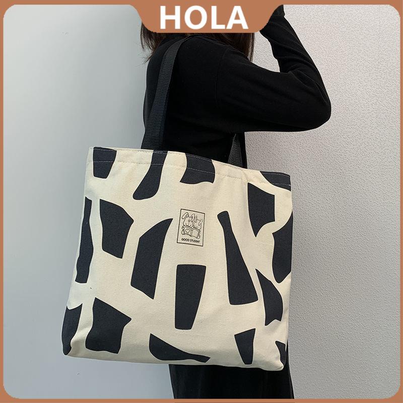 Hola Creative Design Korean New Fashion Canvas Tote Bag Casual Shoulder  Bags With Zipper For Women | Shopee Philippines