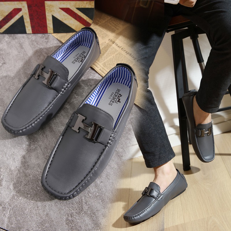 Crystal Men S Leather Loafer Hermes Topsider Shoes Fp 501 Shopee Philippines