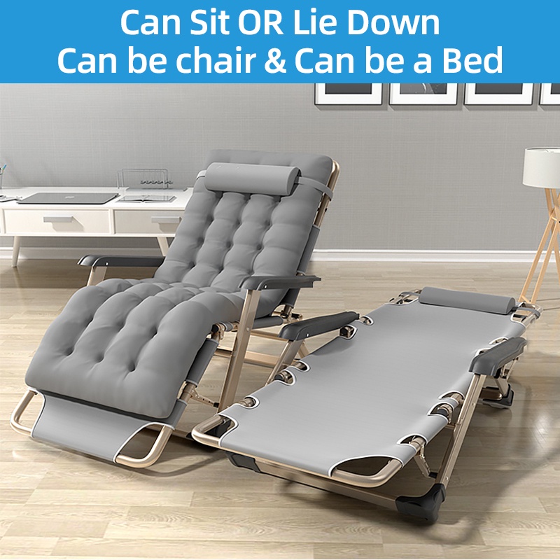 2 in 1 Folding Chair and Folding Bed Reclining Chair 300KG Load bearing