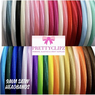 Satin Covered Headband 9MM All Colors Sold Per 2 Pieces