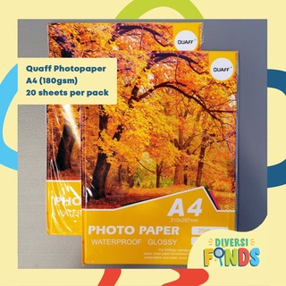 Photopaper Quaff 20sheets/pack A4 Size Waterproof Glossy 180gsm, 230gsm