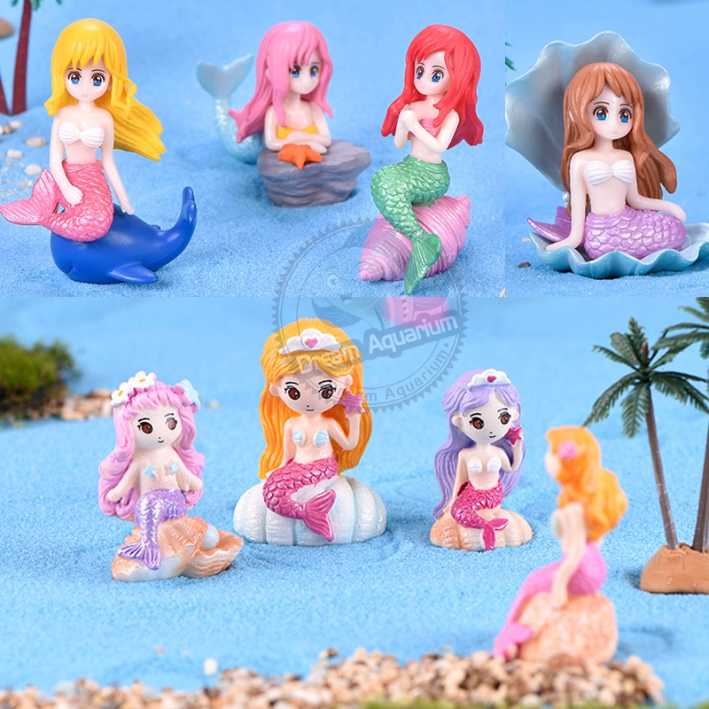Aquarium Fish Tank Little Mermaid Ornament Miniature Mermaid Figurines ...