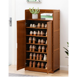 【COD&Ready Stock】Bamboo Shoe Cabinet Wood With Door 117CM Length Shoe Rack Cabinet #8