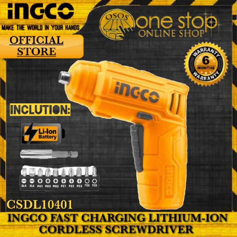 INGCO Fast Charging LithiumIon Cordless Screwdriver Screw Drive