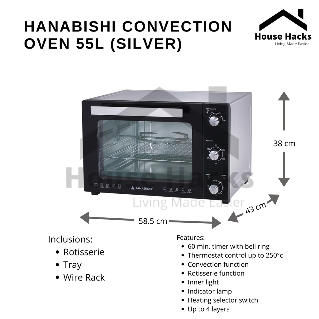 Hanabishi Electric Oven 55L (Silver) Shopee Philippines