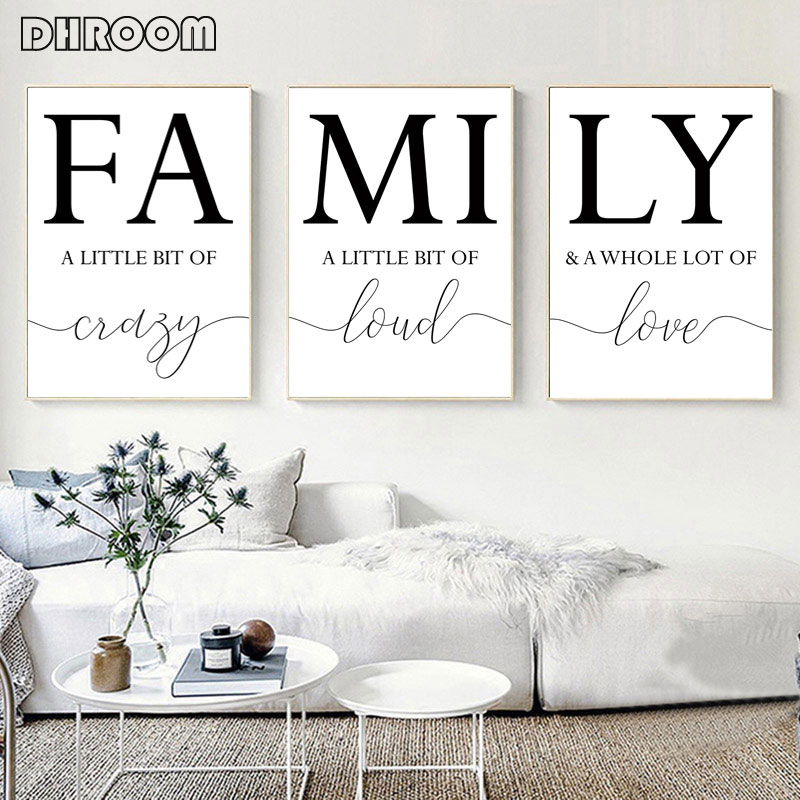 Family Sign Wall Decor Family A Little Bit of Crazy Print Quotes Wall Art  Canvas Painting Minimalist Living Room Home Decor | Shopee Philippines