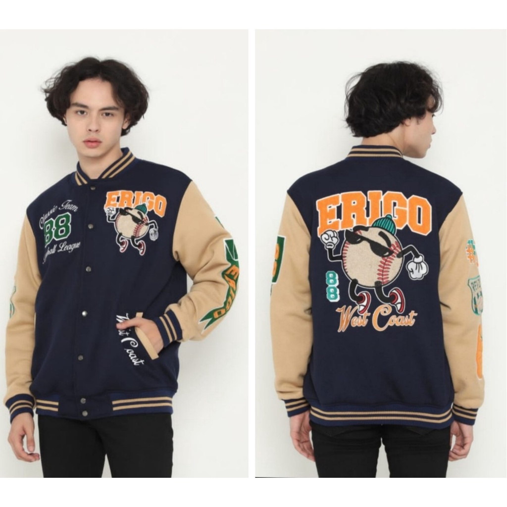Men's Jacket ERIGO VARSITY Jacket BASEBALL BOMBER Jacket Shopee