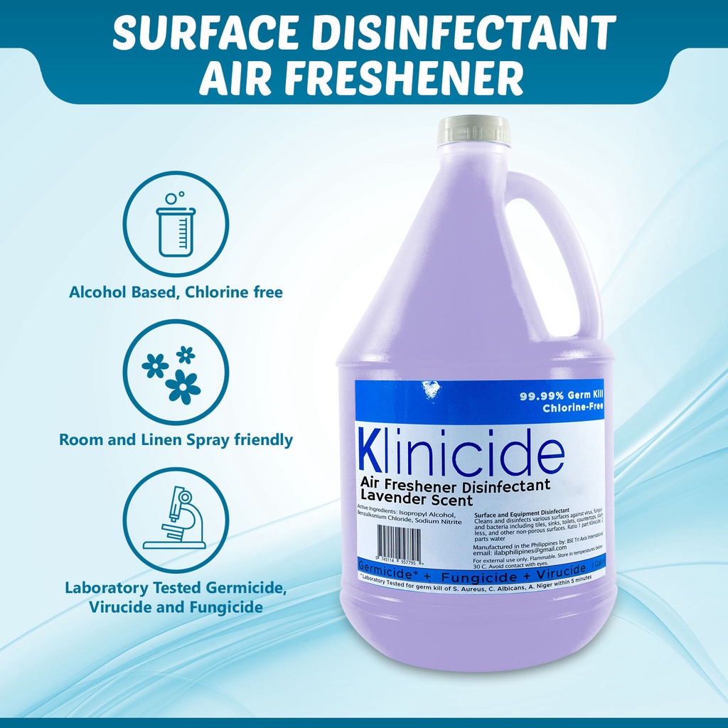 Klinicide Air Freshener Disinfectant Lavender Scent 1 Gallon Shopee