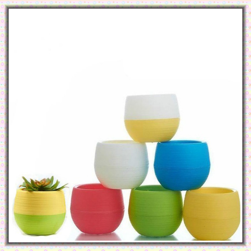 1pcs Random Color Colourful Mini Plastic Flower Pot Succulent Plant Flowerpot Home Office Room