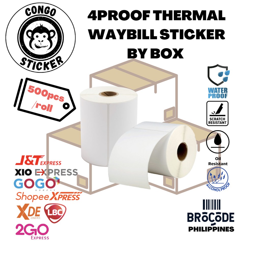 A Waybill Sticker Proof By Box Pcs Roll Rolls Box Thermal Airwaybill Sticker Shopee