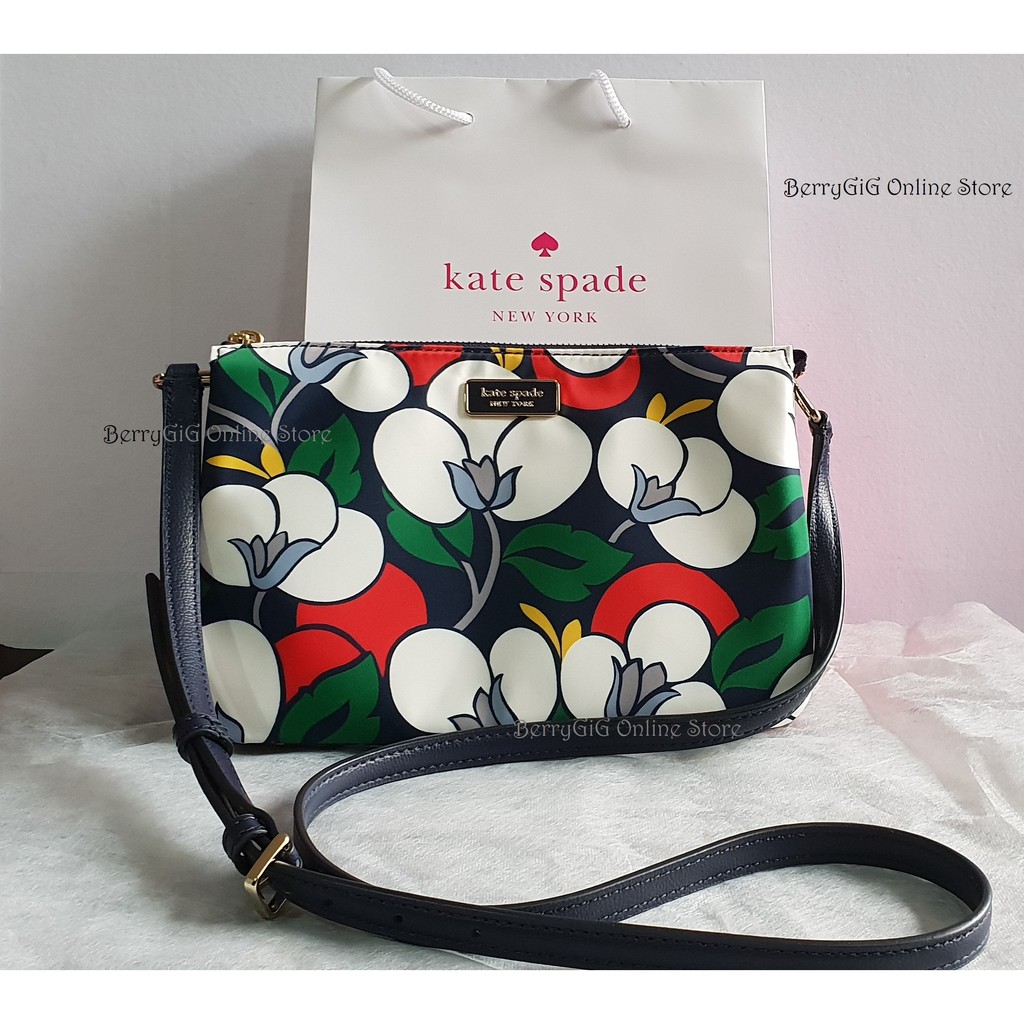 Original Kate Spade Triple Gusset Floral Nylon Crossbody Bag | Shopee  Philippines