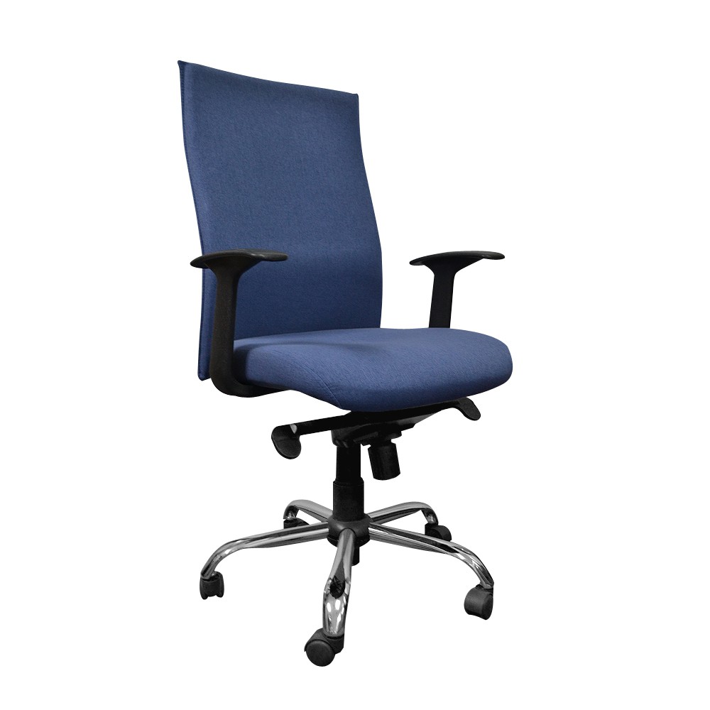 Ergodynamic EMC202 BLU Mid Back Office Chair, Chrome Star base with