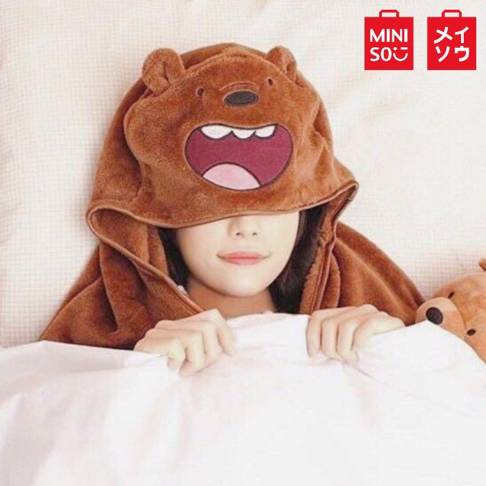 Miniso We Bare Bears Air Conditioner Blanket Hooded Blanket WBB 4.0