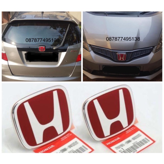 Red honda logo Jazz GE original Red emblem size Front And Rear 