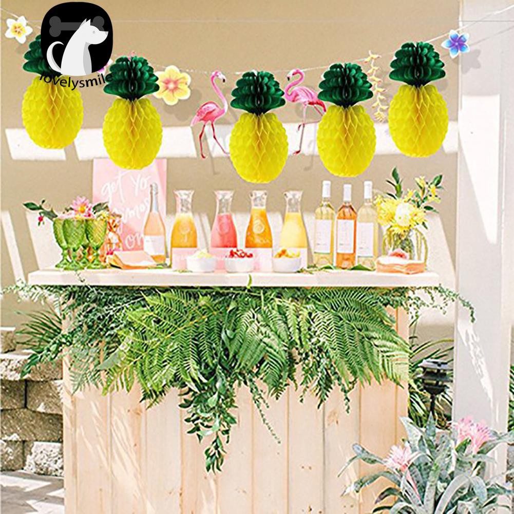 Paper Pineapple Honeycomb Garland Hawaiian Summer Party Festival Ornament