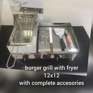 12x12 2in1 burger grill with deep fryer. stainless steel makapal.