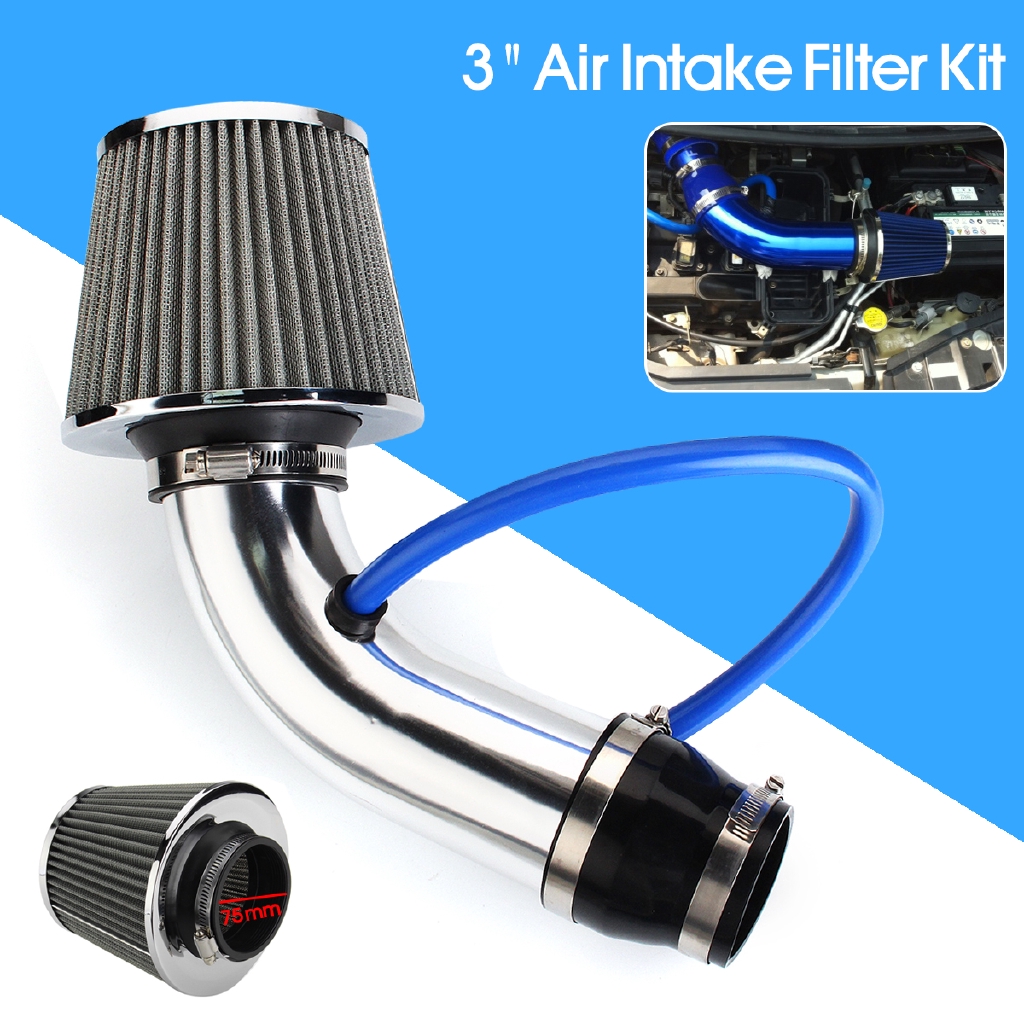 Universal 3 inch 76mm Aluminum Silver Cold Air Intake Pipe Induction ...
