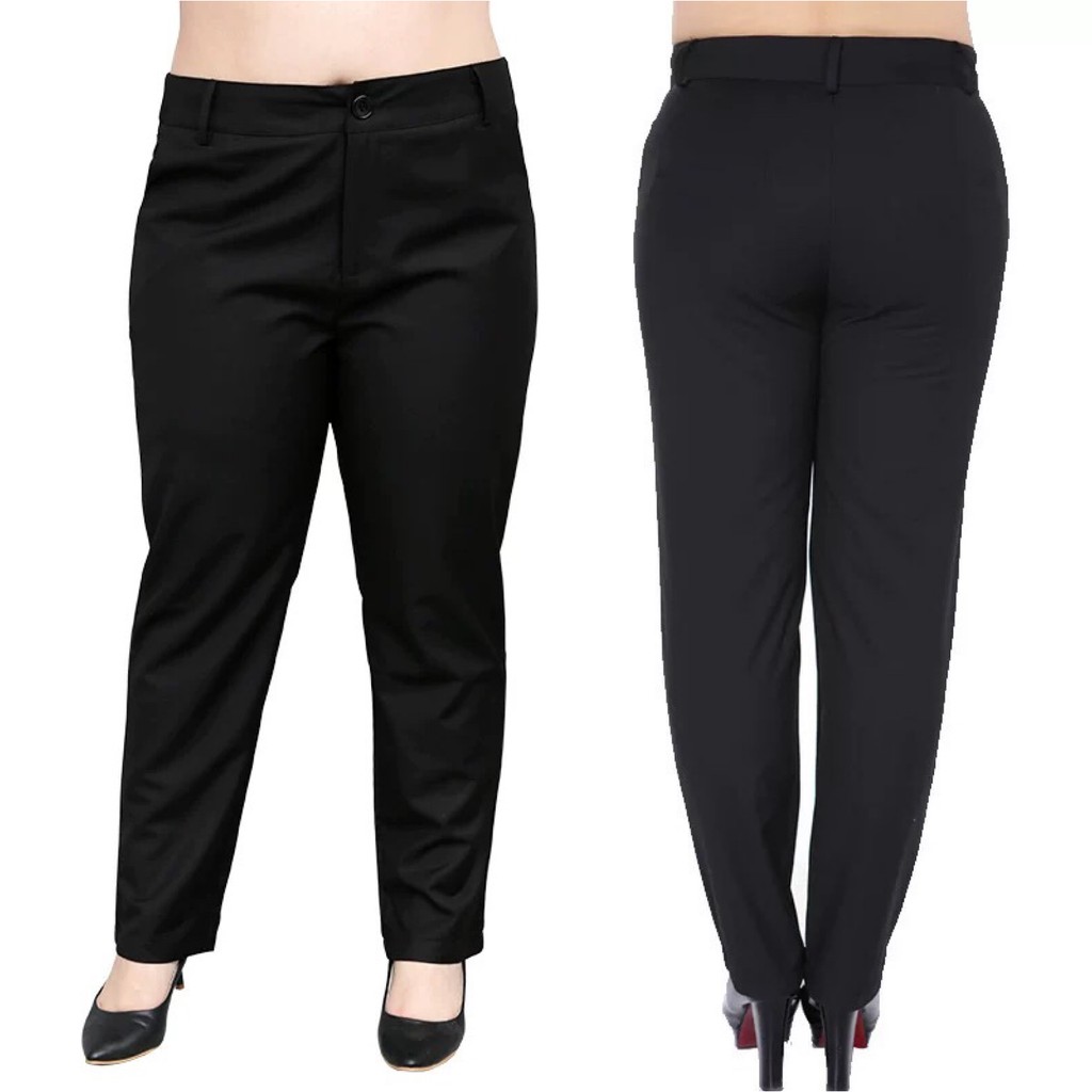 plus size black slacks