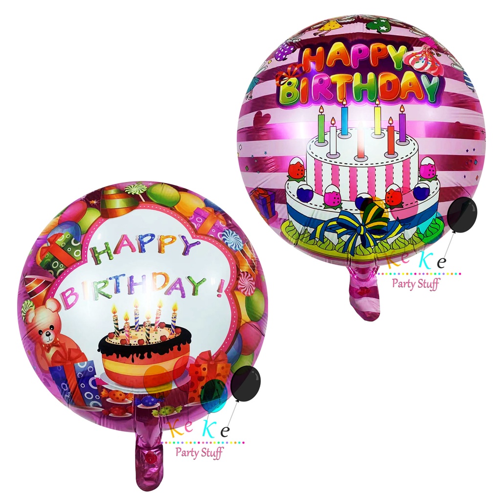 Happy Birthday Cake Foil Balloon Candle Balloon 18inch Pink Shopee
