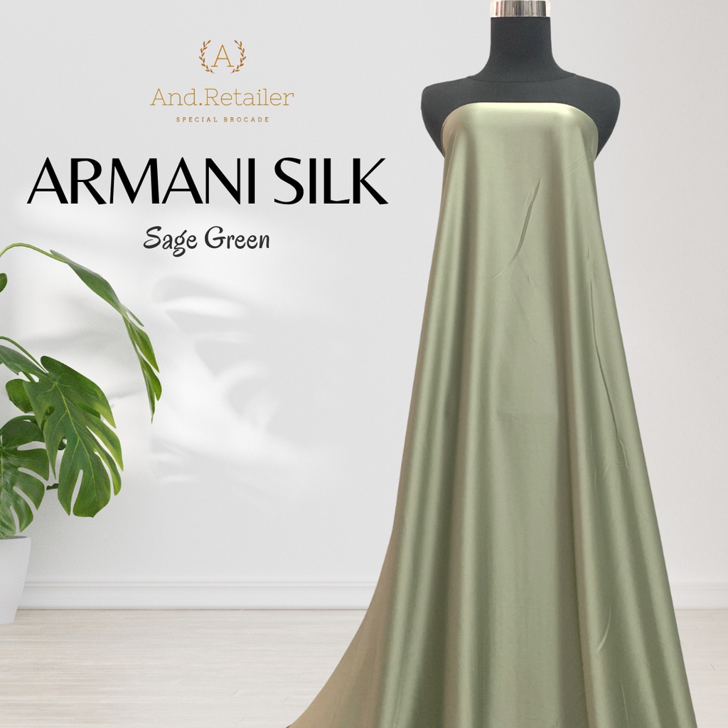 Premium Original Armani Silk Satin Fabric Sage Green Color | Shopee  Philippines