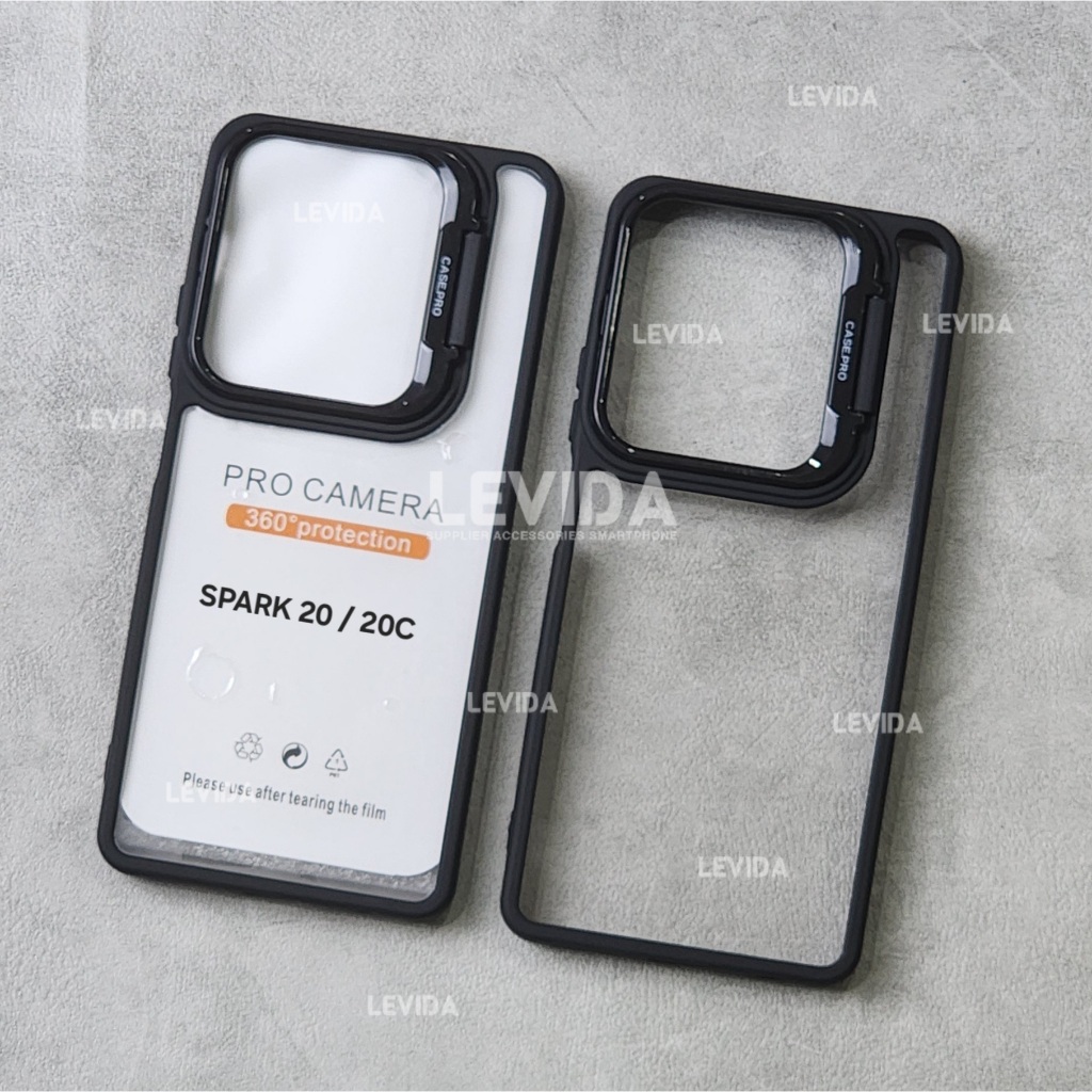 Antishockproff Clear Stand Case CameraRing for Tecno Spark 20 Tecno Spark 20c Tecno Spark 20 Pro