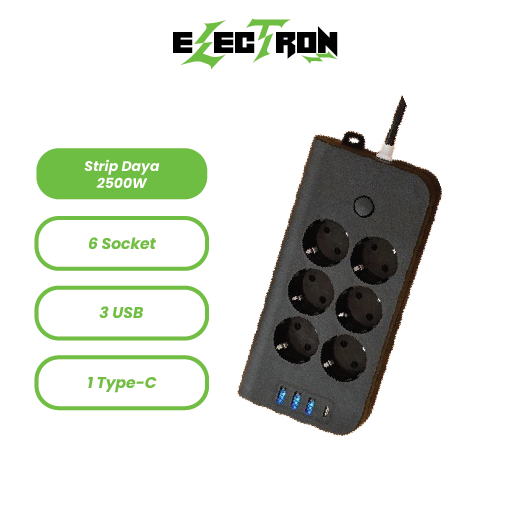 Electron Power Strip Socket 2 Meter 6 Power Socket 6 USB 1 Type C ...