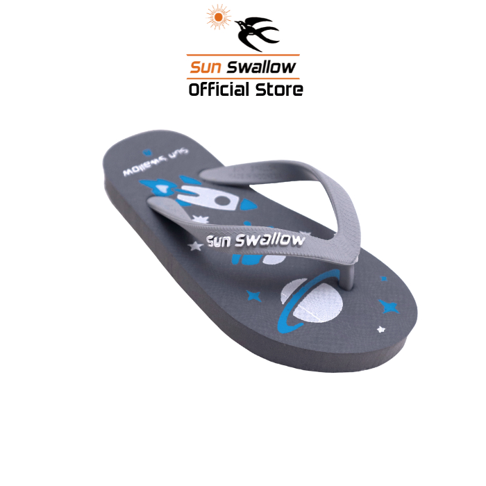 Sun Swallow Children's Rubber Flip Flops Planet Sandals Grey Size 8 | 8.5 Size 29 30 31 32 - Image 3
