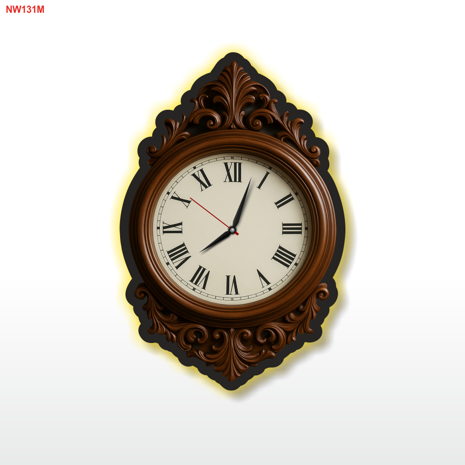 GILart NW131 - COOL AESTHETIC CARVED WALL CLOCK BROWN WOODEN CLOCK LIVING ROOM BEDROOM DECORATION - Image 3