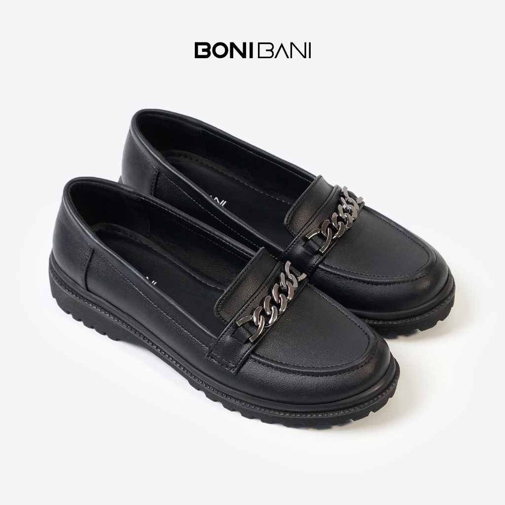 BONI BANI - LUCY Women's Loafers Black Loafers Black Docmart Shoes Paskibra Shoes Women's Loafers