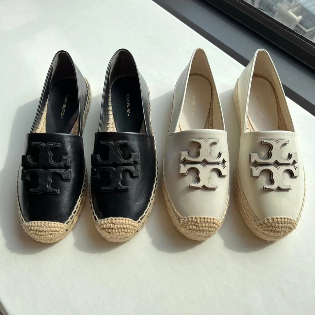 New Arrival！！】Tory Burch Lady's 2023 Counter Latest Two Colors Double T  Logo Sheep Leather Simple Comfortable Fisherman Shoes Casual Flats | Shopee  Philippines