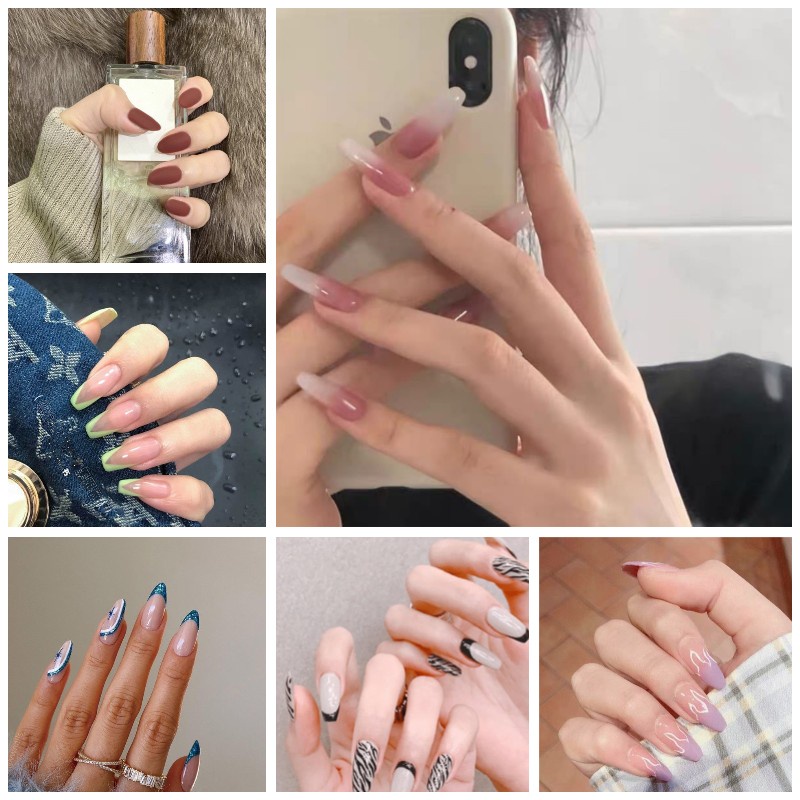 2023 New Fake Nails] 24 PCS Of Mesh Red Flame Fake Nails French Short,  Medium And Long Ballet Acrylic Nails Waterproof Removable Nail Art Design |  Shopee Philippines