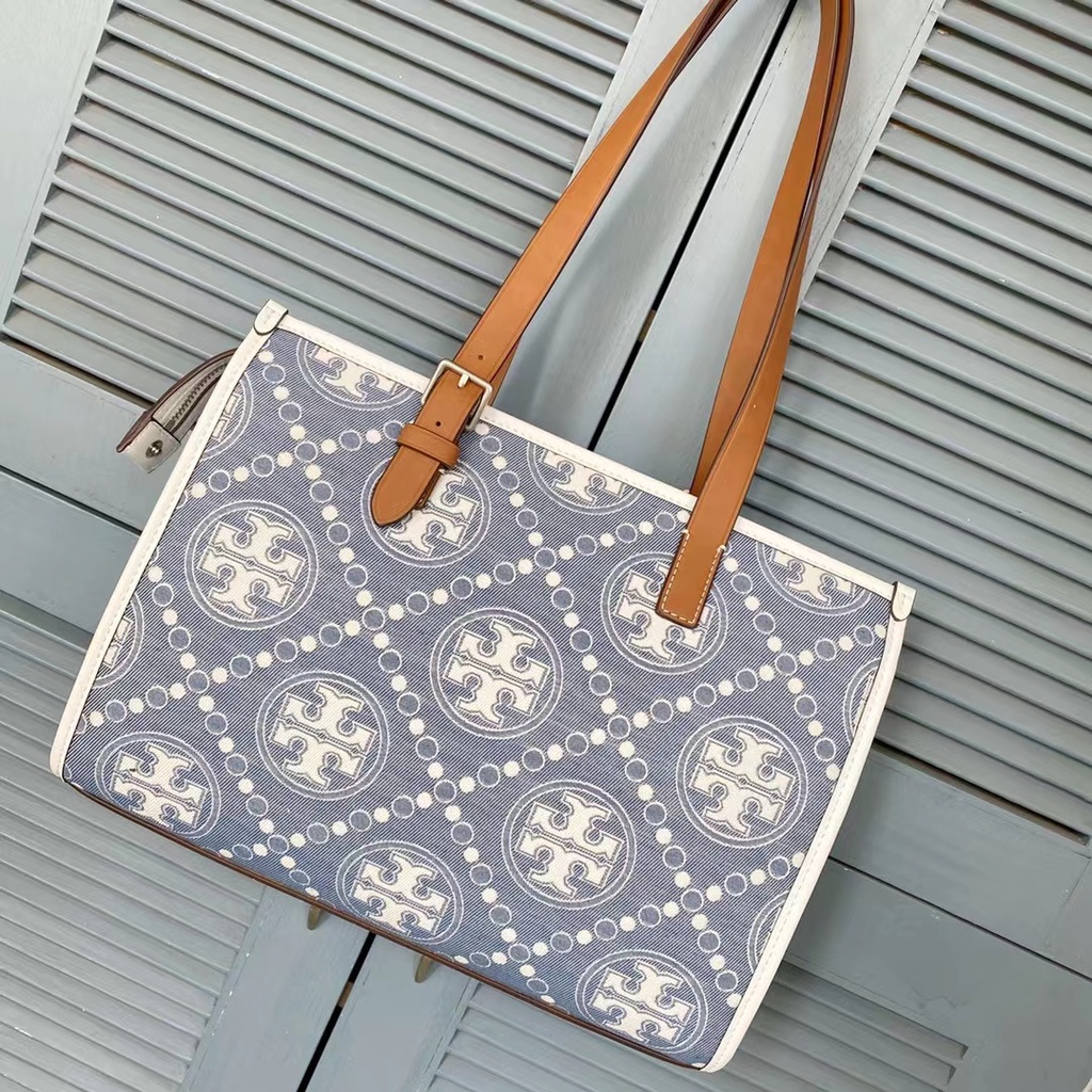 New Arrival！！】Tory Burch Lady's 2023 Counter Latest T Monogram Denim  Jacquard Small Tote bag | Shopee Philippines