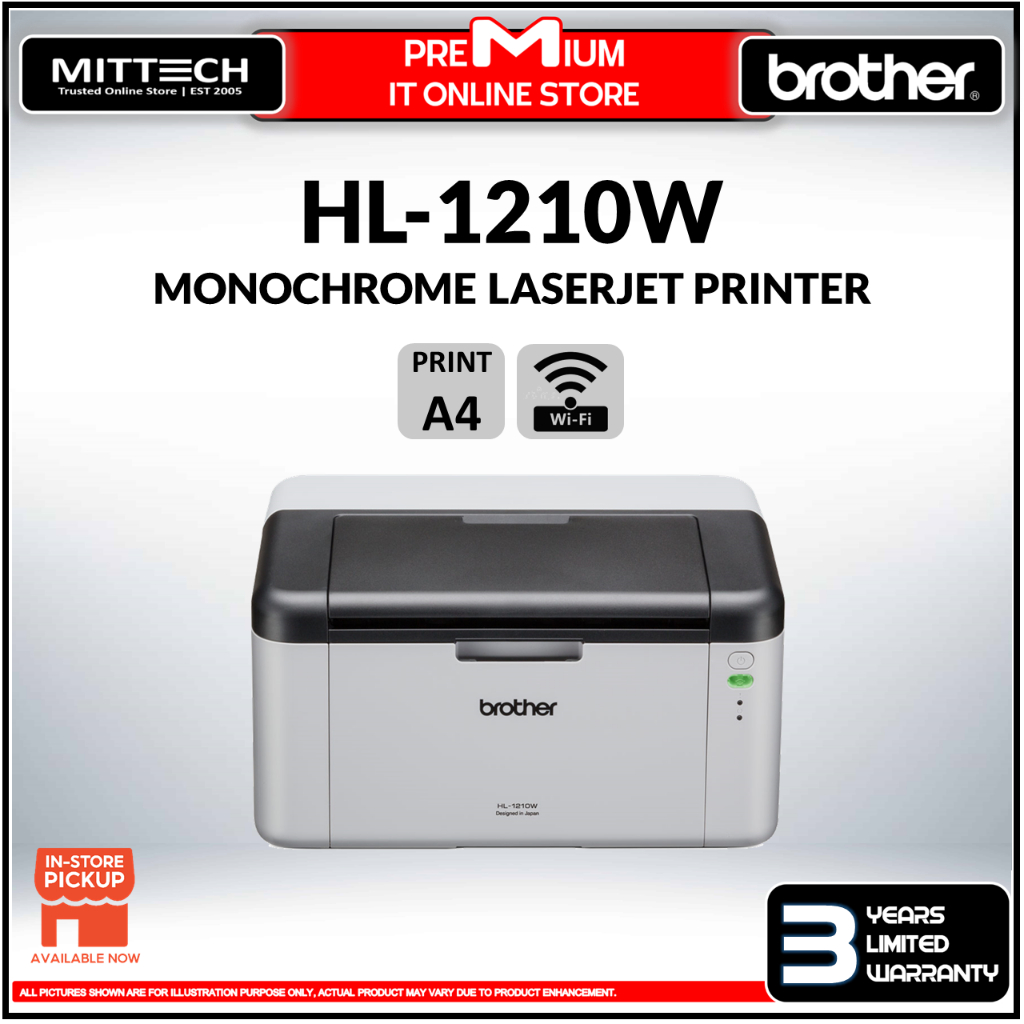 Brother Hl 1210w Wireless Mono Laser Printer Compact Usb Print And Wireless Connectivity Wireless 8633