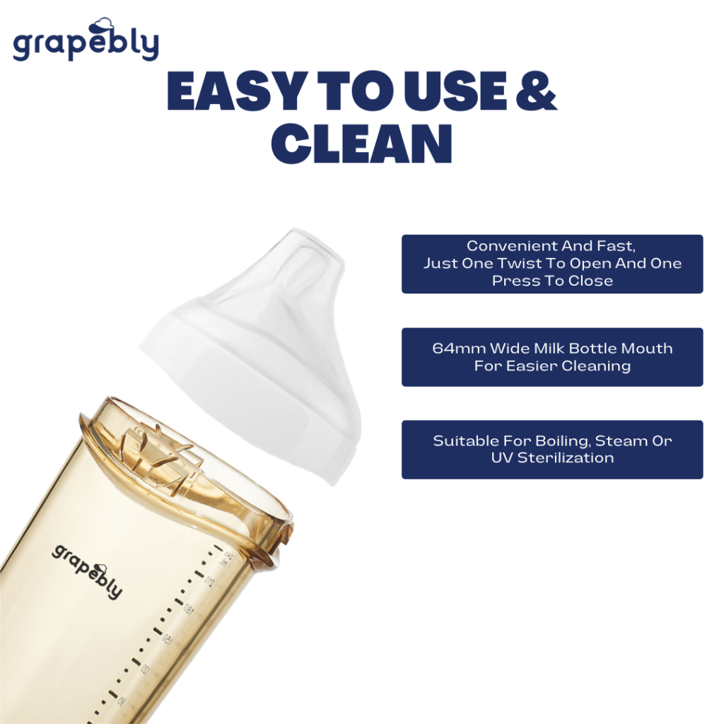 Grapebly PPSU Anti Colic Baby Bottle (150ml) + Storage Lid [Twin Bundle] - Image 2