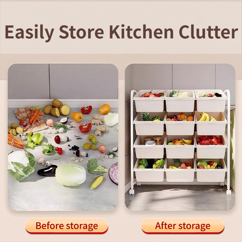 NIVISON Sturdy 4 Tier Kitchen Storage Organizer Rack with Wheels for Spice Onion Pantry Microwave Shelf Trolley System - Image 4