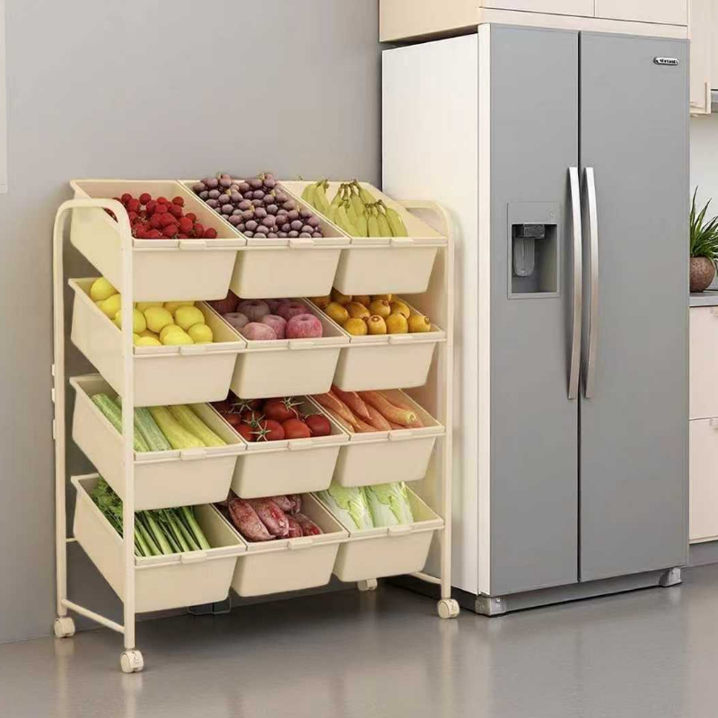 NIVISON Sturdy 4 Tier Kitchen Storage Organizer Rack with Wheels for Spice Onion Pantry Microwave Shelf Trolley System