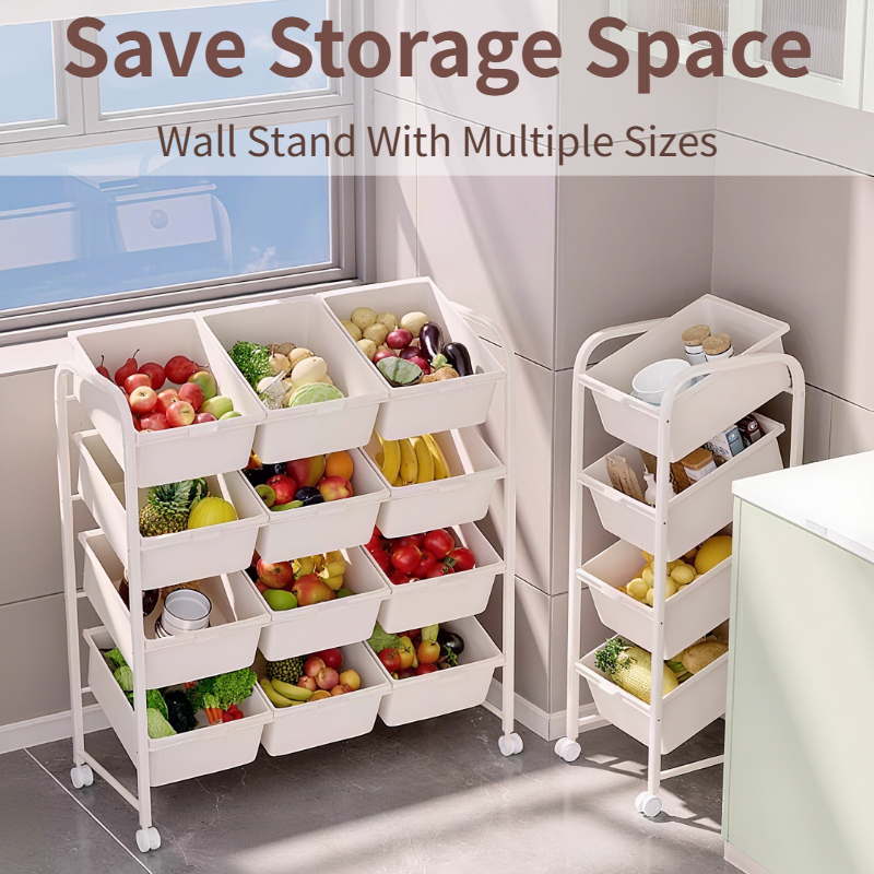 NIVISON Sturdy 4 Tier Kitchen Storage Organizer Rack with Wheels for Spice Onion Pantry Microwave Shelf Trolley System - Image 3