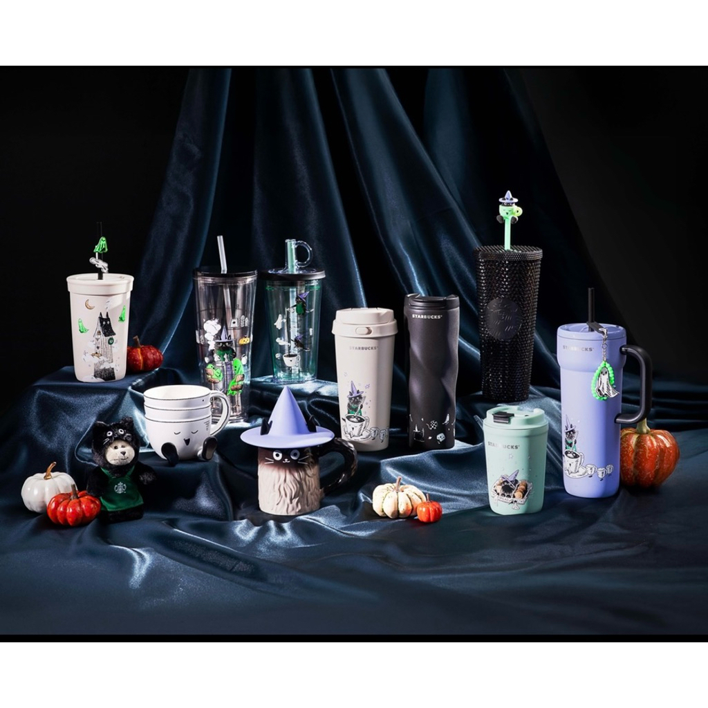 Starbucks Original 18oz Black Halloween Mushroom Glass Mason Straw Cup Gift 2024