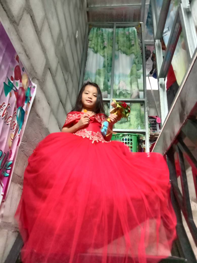 red gown for 7th birthday