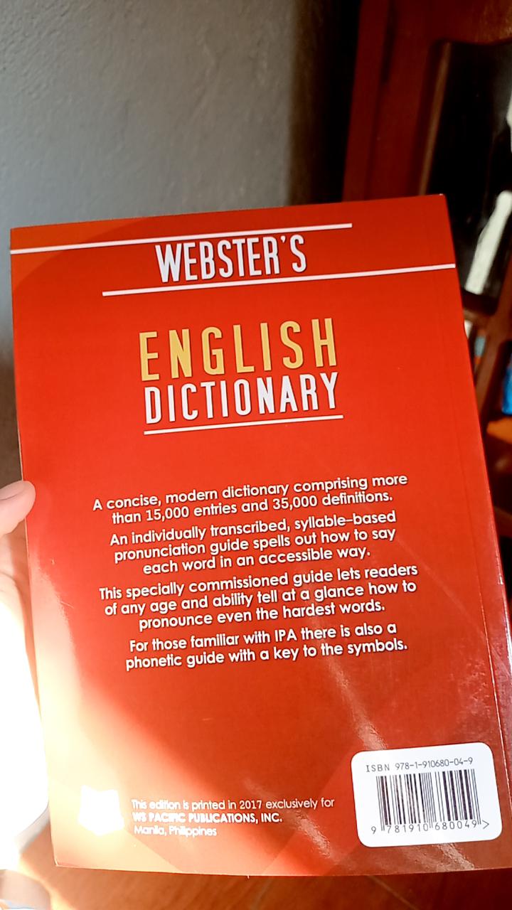 WEBSTER'S ENGLISH DICTIONARY WITH SPELLED-OUT AND PHONETIC (IPA) PRONUNCIATION  GUIDES | Shopee Philippines