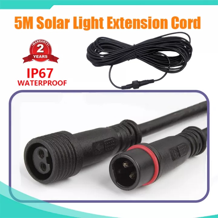 M12 IP67 2Pin 5M Solar Light Cable Extension Connector Solar Light Wire