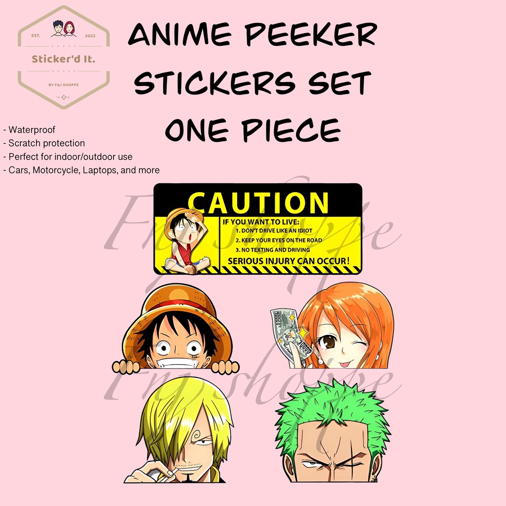 One Piece Anime Peeker Sticker Set for Car Windows, Laptop, and More