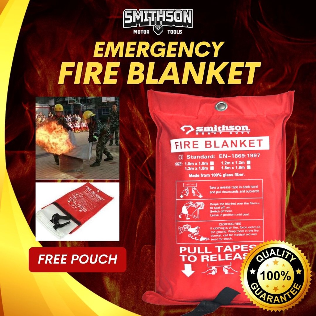 Smithson Emergency Fire Blanket 1.8m X 1.8m Fire Blanket Heavy Duty