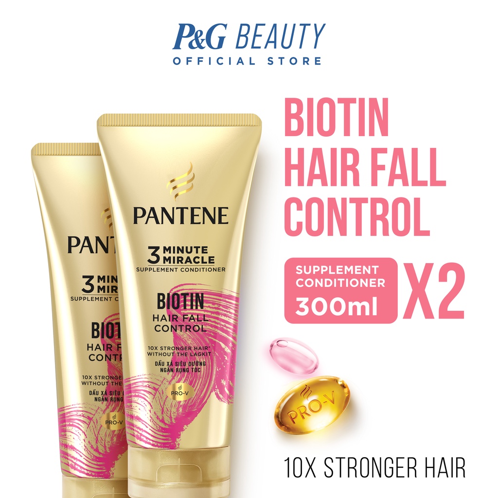 Pantene Biotin Strength Pro-V 3 Minute Miracle Conditioner [Hair Fall  Control] 300mL Duo | Shopee Philippines