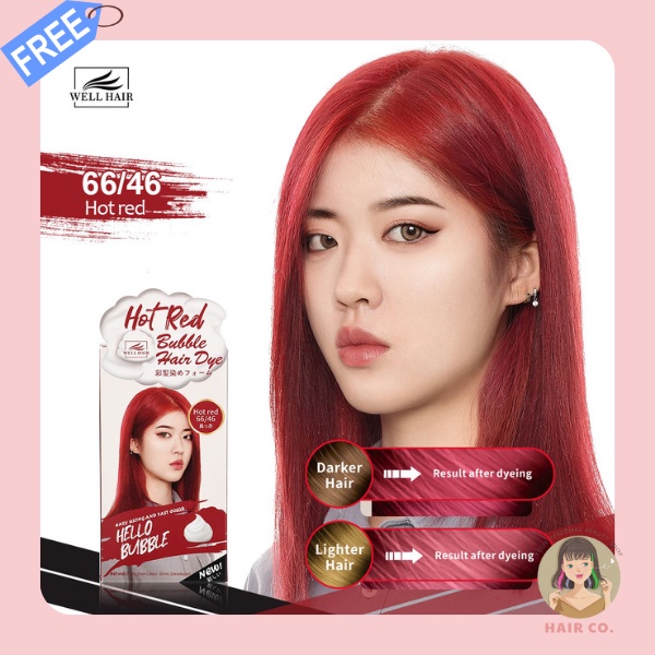 66/46 Hot Red Bubble Hair Dye 2 in 1 Long Lasting Hair Color Shopee